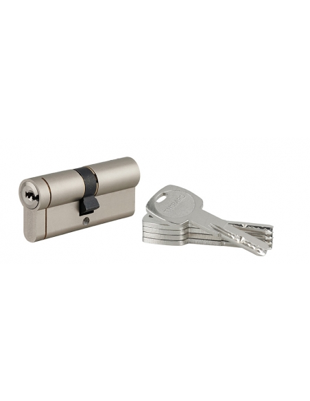 Cilindro europeo Transit 1 35 x 35 mm, nichelato, funzione emergenza, 5 chiavi – THIRARD