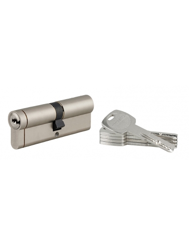 Cilindro europeo Transit 1 45 x 50 mm, nichelato, funzione emergenza, 5 chiavi – THIRARD