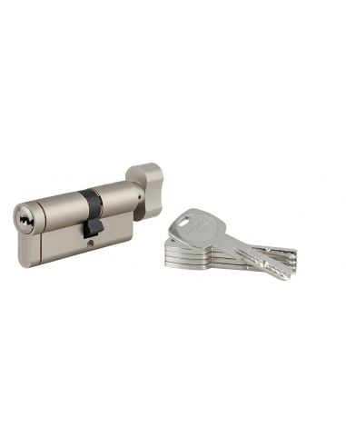Cilindro europeo Transit 1 con pomolo 30 x 40 mm, nichelato, funzione emergenza, 5 chiavi – THIRARD