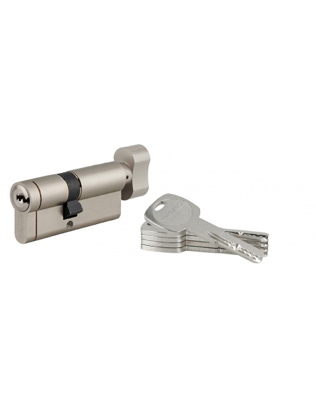 Cilindro europeo Transit 1 con pomolo 40 x 30 mm, nichelato, funzione emergenza, 5 chiavi – THIRARD