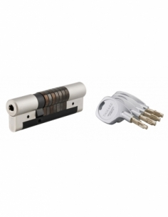 Cilindro europeo Cobra 2 33 x 68 mm, nichelato, anti-effrazione, anti-scasso, anti-perforazione, 4 chiavi – THIRARD