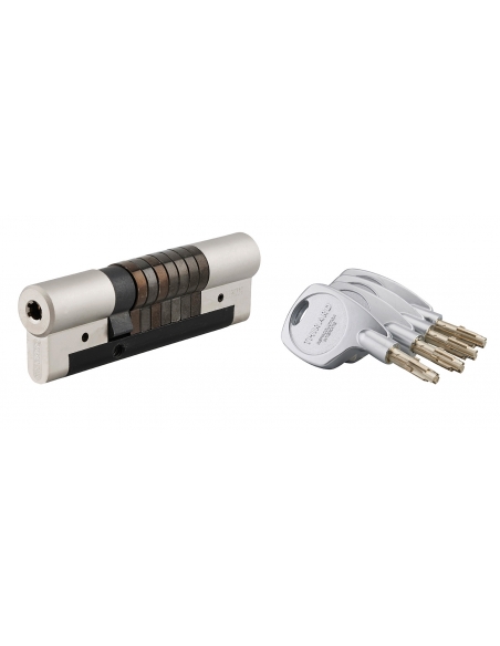 Cilindro europeo Cobra 2+ 33 x 68 mm, nichelato, anti-effrazione, anti-scasso, anti-perforazione, 4 chiavi – THIRARD