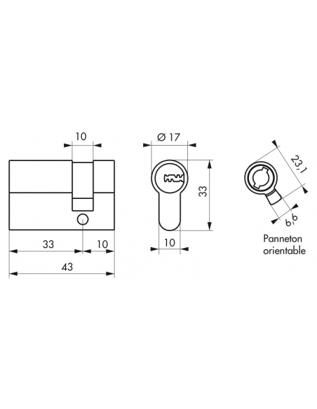 Semicilindro europeo Cobra 2+ 33 x 10 mm, nichelato, anti-effrazione, anti-scasso, anti-perforazione, 4 chiavi – THIRARD