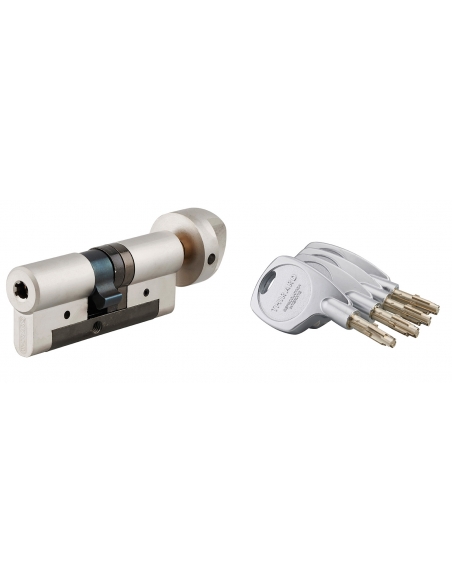Cilindro europeo Cobra 2+ Evolution con pomolo 43 x 33 mm, nichelato, anti-scasso, anti-perforazione, 4 chiavi – THIRARD