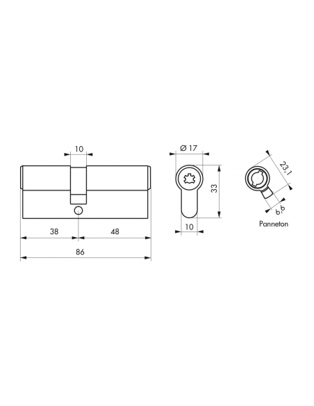 Cilindro europeo Cobra 2+ 38 x 48 mm, nichelato, anti-effrazione, anti-scasso, anti-perforazione, 4 chiavi – THIRARD
