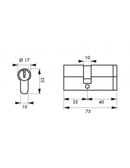 Cilindro europeo HG5+ 35 x 40 mm, nichelato, 3 chiavi – THIRARD