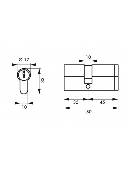 Cilindro europeo HG5+ 35 x 45 mm, nichelato, 3 chiavi – THIRARD