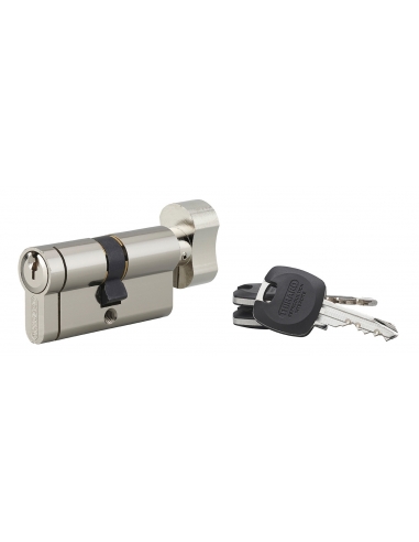 Cilindro europeo HG5+ con pomolo 30 x 30 mm, nichelato, 3 chiavi – THIRARD
