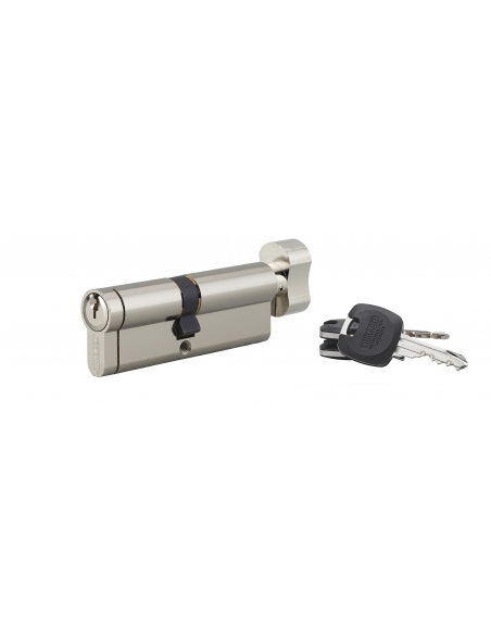 Cilindro europeo HG5+ con pomolo 45 x 40 mm, nichelato, 3 chiavi – THIRARD