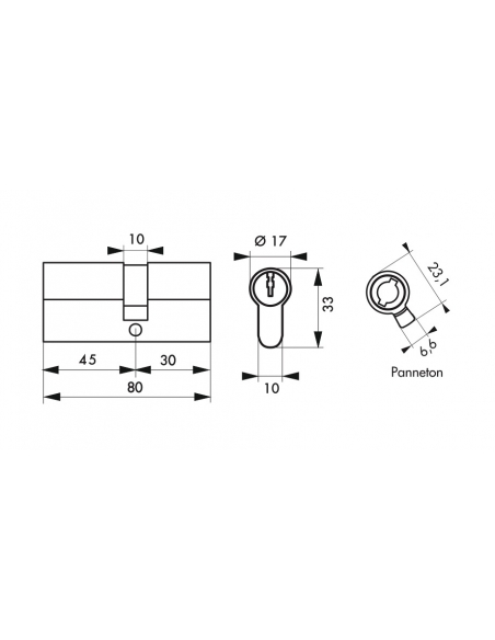 Cilindro europeo HG5+ 45 x 30 mm, nichelato, anti-snap sul lato 30 mm – THIRARD