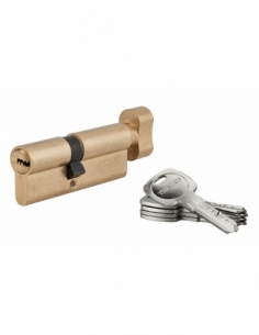 Cilindro europeo 5G con pomolo 45 x 35 mm, finitura ottone, 5 chiavi reversibili – THIRARD