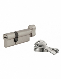 Cilindro serratura a pomolo 5G, 50x30 mm, nichelato, anti-strappo, 5 chiavi - SP