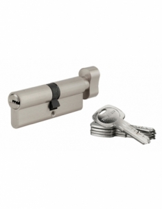 Cilindro a pomolo 5G, 45 x 50 mm, nichelato, anti-strappo, 5 chiavi - SP