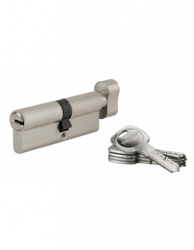 Cilindro a pomolo 5G, 45 x 50 mm, nichelato, anti-strappo, 5 chiavi - SP