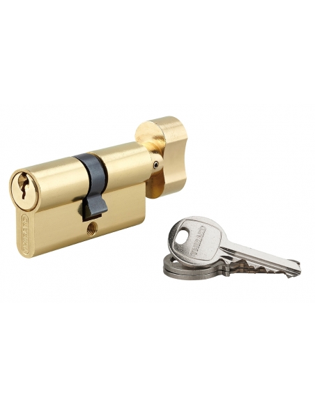 Cilindro europeo SA con pomolo 30 x 30 mm, ottone, 3 chiavi – THIRARD