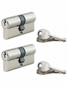 Set di 2 cilindri europei SA 30 x 30 mm, nichelati, 6 chiavi – THIRARD