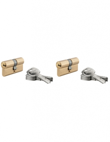 Set di 2 cilindri europei 5G 30 x 30 mm, finitura ottone, 10 chiavi reversibili – THIRARD