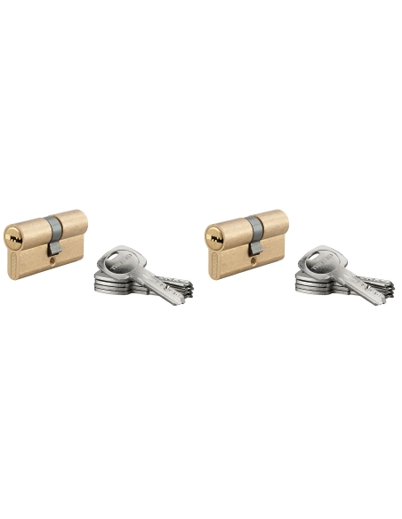 Set di 2 cilindri europei 5G 30 x 30 mm, finitura ottone, 10 chiavi reversibili – THIRARD