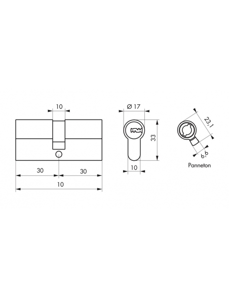 Cilindro europeo a doppia entrata 30X30mm Trafic 6, nichel, antiperforazione, antirottura, 5 chiavi piatte reversibili- THIRARD