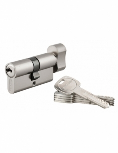 Cilindro europeo Trafic 6 con pomolo 30 x 30 mm, nichelato, 5 chiavi – THIRARD