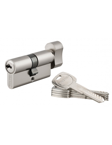 Cilindro europeo Trafic 6 con pomolo 30 x 30 mm, nichelato, 5 chiavi – THIRARD