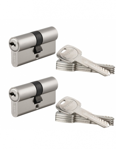 Set di 2 cilindri Trafic 6 30 x 30 mm a chiave uguale, nichelati, 10 chiavi – THIRARD