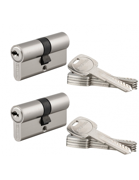 Set di 2 cilindri Trafic 6 30 x 30 mm a chiave uguale, nichelati, 10 chiavi – THIRARD