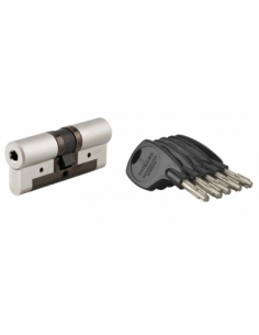 Cilindro europeo Cobra 2+ 38 x 38 mm, nichelato, anti-effrazione, anti-scasso, anti-perforazione, 4 chiavi – THIRARD