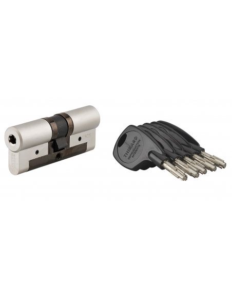 Cilindro europeo Cobra 2+ 38 x 38 mm, nichelato, anti-effrazione, anti-scasso, anti-perforazione, 4 chiavi – THIRARD