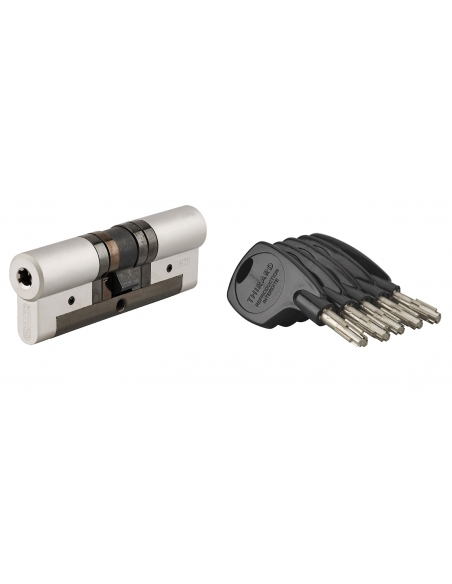 Cilindro europeo Cobra 2+ 43 x 43 mm, nichelato, anti-effrazione, anti-scasso, anti-perforazione, 5 chiavi – THIRARD