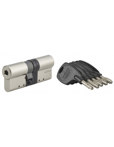 Cilindro europeo Cobra 2+ 33 x 43 mm, nichelato, anti-effrazione, anti-scasso, anti-perforazione, 5 chiavi – THIRARD