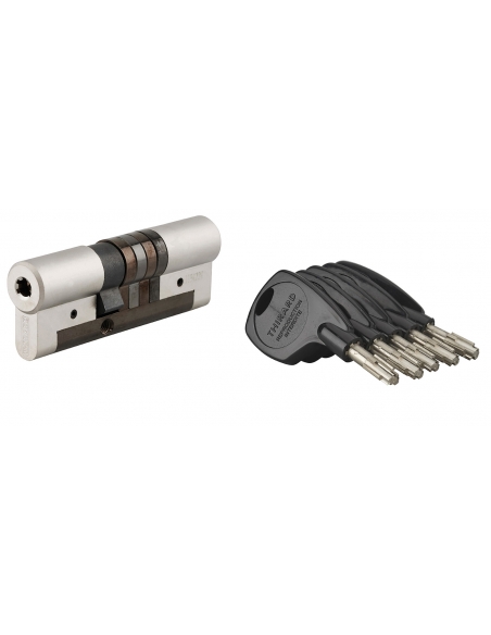 Cilindro europeo Cobra 2+ 33 x 53 mm, nichelato, anti-effrazione, anti-scasso, anti-perforazione, 5 chiavi – THIRARD