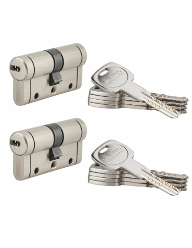 Set di 2 cilindri Trafic 12 30 x 30 mm a chiave uguale, nichelati, 5 chiavi – THIRARD
