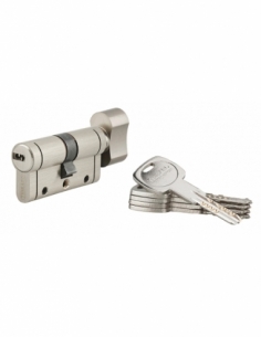 Cilindro europeo Trafic 12 con pomolo 30 x 30 mm, nichelato, anti-perforazione, anti-rottura, 5 chiavi – THIRARD