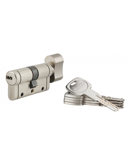 Cilindro europeo Trafic 12 con pomolo 30 x 30 mm, nichelato, anti-perforazione, anti-rottura, 5 chiavi – THIRARD