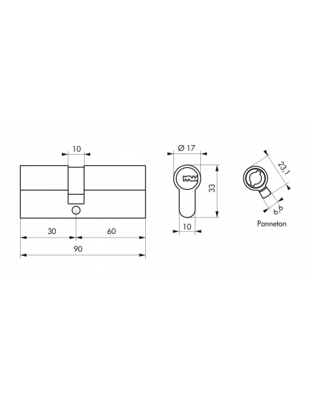 Cilindro europeo a doppia entrata Trafic 12 30X60mm, nichel, antiperforazione, antirottura, 5 chiavi piatte reversibili- THIRARD