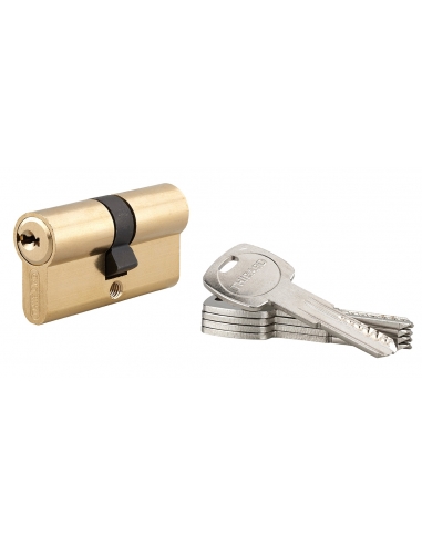 Cilindro europeo TRAFIC 6 doppia entrata 30 x 30 mm, ottone, anti-perforazione, anti-rottura, 5 chiavi piatte – THIRARD