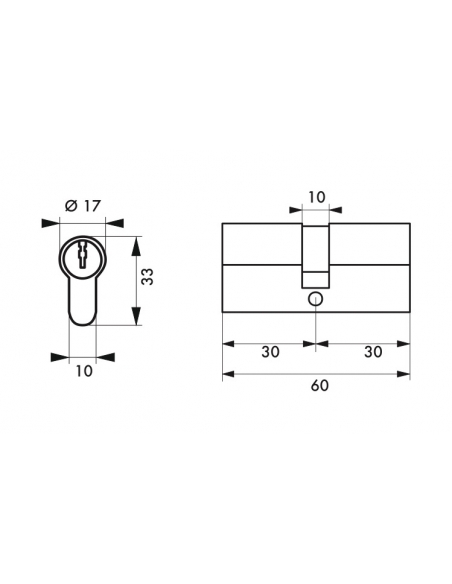 Cilindro europeo HG5+ 30 x 30 mm, nichelato, 5 chiavi – THIRARD