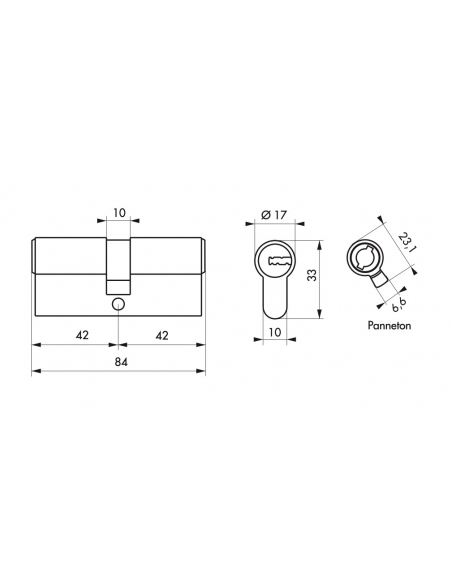 Cilindro europeo Federal 2 - 40X40mm nichel, anti-sfilamento, anti-perforazione, 5 chiavi reversibili - THIRARD