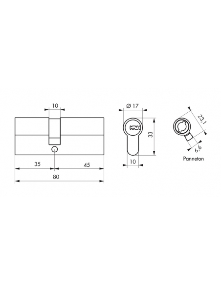 Cilindro europeo a doppia entrata Trafic 6, 35x45mm, nichel, antiperforazione, antirottura, 5 chiavi piatte reversibili- THIRARD