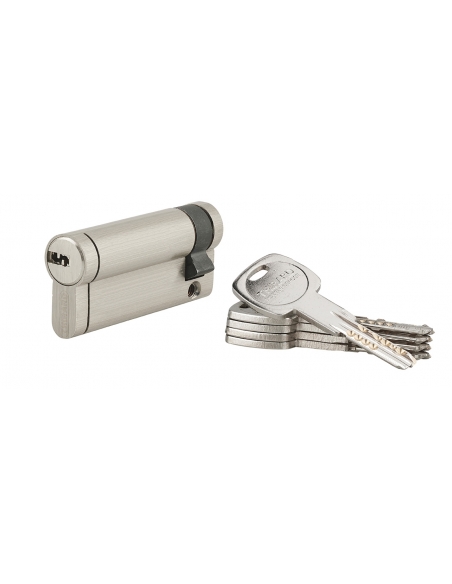 Mezzo Cilindro europeo per serratura Trafic 12, 60x10mm, nichel, antiperforazione, antirottura, 5 chiavi piatte reversibili- ...