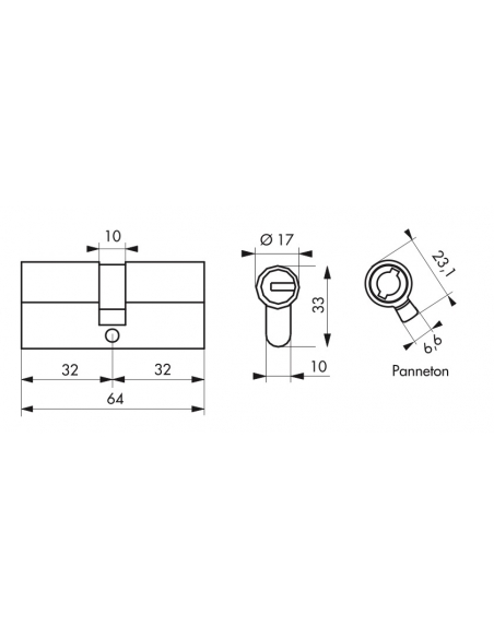 Cilindro europeo Federal S - 30X30mm nichel, anti-sfilamento, anti-perforazione, 5 chiavi reversibili - THIRARD