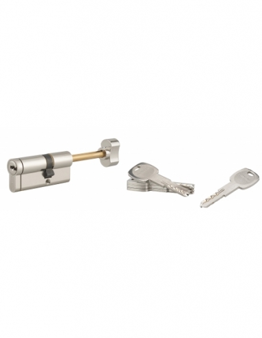 Cilindro europeo TRANSIT 1 con pomolo regolabile 30 x 40 mm, nichelato, 4 chiavi + 1 chiave cantiere – THIRARD