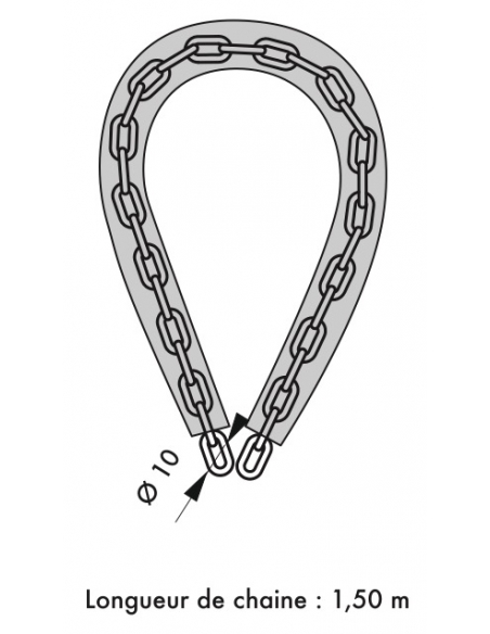 Catena antifurto d'acciaio cementato 10mm rivestita in nylon Loops, bici, moto, grate, cancelli, 1.5m, nero - THIRARD