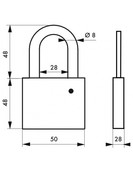 Lucchetto 407 CP arco acciaio 40mm per cilindro europeo non incluso, ottone, da esterno, waterproof - THIRARD