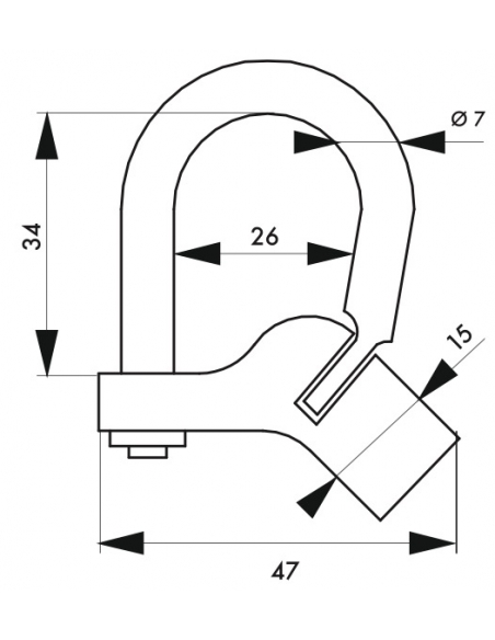Vista aggiuntiva 2 di Lucchetto 29 con tallone piegato, arco in acciaio, chiave triangolare 5 mm – THIRARD