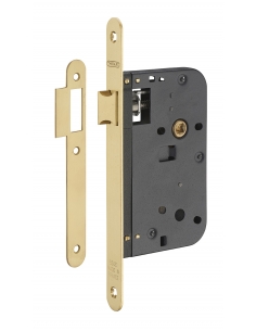 Serratura con asse 60 mm, scrocco e frontale in ottone lucido verniciato V/BR/L – THIRARD