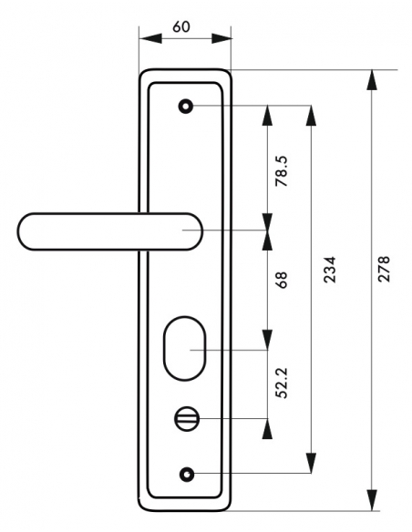 Maniglia per porta d'ingresso SET con defender integrato, alluminio satinato, apertura sinistra - THIRARD