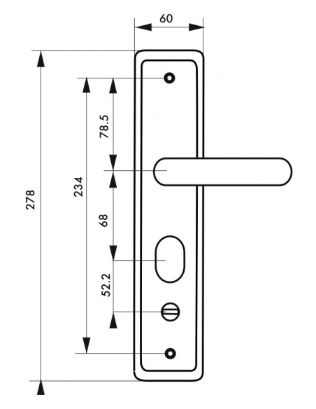 Set maniglia per ingresso, interasse 68 mm, defender integrato, alluminio satinato, destro – THIRARD