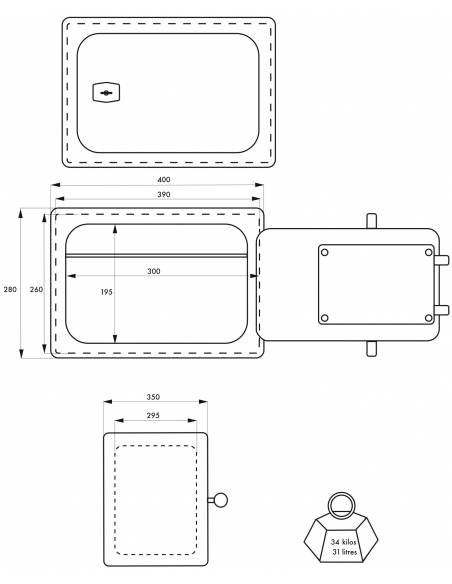 Vista aggiuntiva 2 di Cassaforte Portavalori libera installazione Bran, 28x40x35cm, 4 catenacci, con chiave - THIRARD